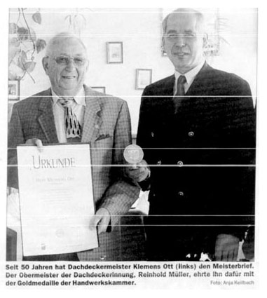 2004 - Ueberreichung des Goldenen Meisterbriefs an Klemens Ott